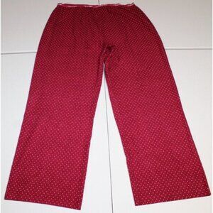 Womens Calvin Klein Pajama Fleece Sleepwear Pants XL Burgundy Hearts Printed